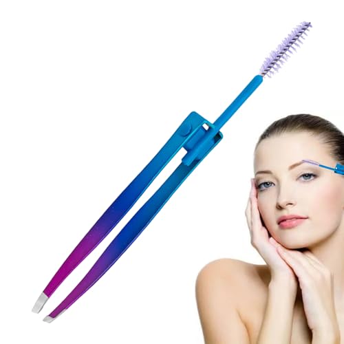 Frfik Augenbrauen -Pinzetten für Frauen, Augenbrauen Plucker Pinzetten - 2 in 1 Edelstahl - -Clip für mit Pinsel | Haarpfeilwerkzeug, falscher Wimpern Applikator, Make -up -Pflege von Frfik