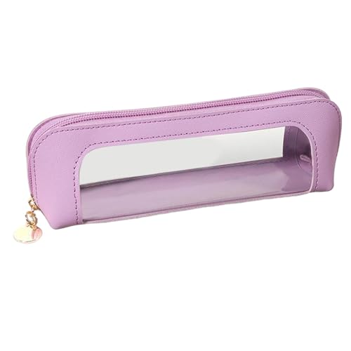 Frfik Durchsichtiges Federmäppchen, Schüler-Federmäppchen, Kosmetiktasche mit Reißverschluss, transparentes Federmäppchen, große Kapazität, Make-up-Taschen, violett, Refer to description, Unisex von Frfik