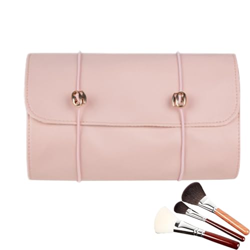 Frfik Rollen Sie Make -up -Bürstenbeutel, rollen Sie Make -up -Organizer -Beutel | Make -up -Pinsel -Roll -Up -Beutelhalter,Tragbarer Roll-up-Bürstenlager, faltbare 4-in-1-Roll-up-Kosmetikspeicher mit von Frfik