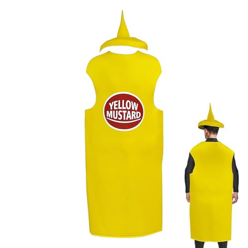 Frfik Senf Kostüm Für Cosplay - Unisex Ketchup & Senf Paar-Kostüm | Unisex-Rollenspiel-Kostüm Lustige Essensmotiv Verkleidung Karnevalskostüm Für Erwachsene Männer Und Frauen von Frfik
