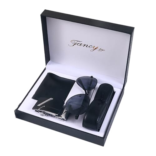 Männergeschenkset - 21 cm Business Geschenkset - Gürtelbrieftaschengläsersets | Premium -Ledergürtel, stilvolle Brieftasche und Sonnenbrille in Elegant Box - tragbares Männer Geschenk für Vater, von Frfik