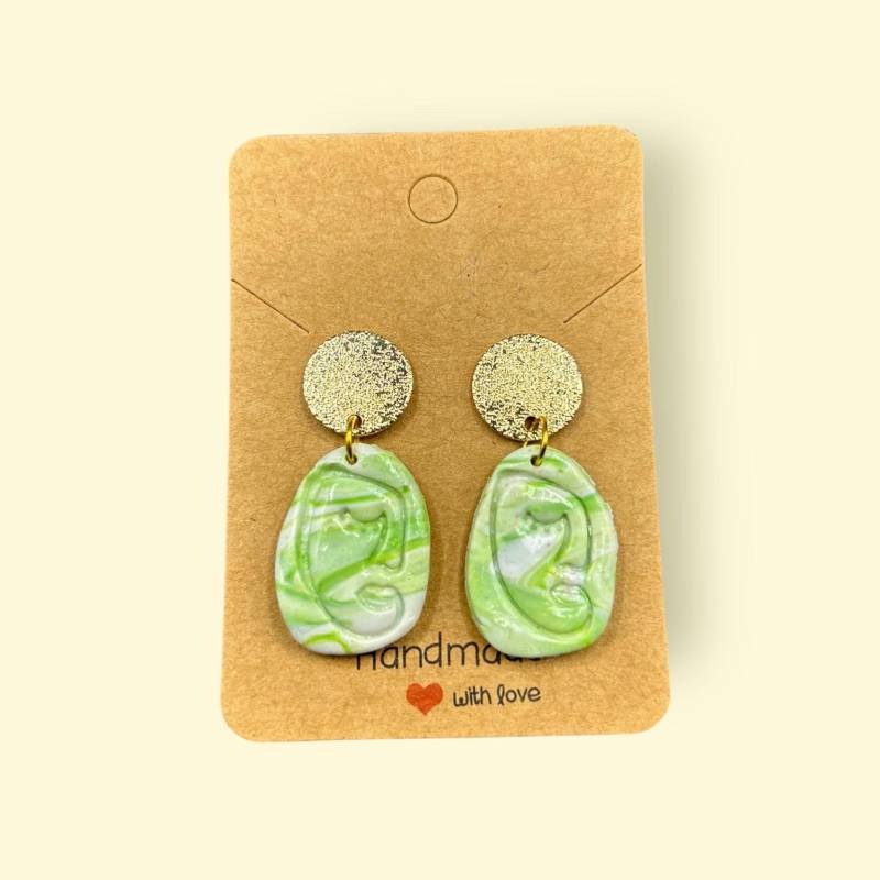 statement Ohrringe in Dillgrün Aus Polymer Clay | Abstraktes Design Handgemacht Kunstvolle Ohrhänger Geschenk Für Designfans von FriJaDesign