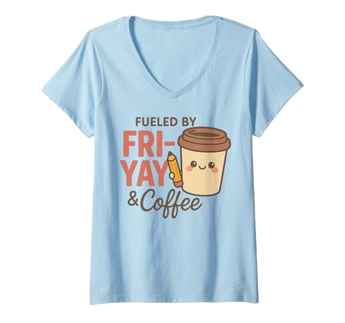 Damen Friyay Teacher Design – Coffee Friday School Cute Fri Yay T-Shirt mit V-Ausschnitt Damen Friyay Teacher Design – Coffee Friday School Cute Fri Yay T-Shirt mit V-Ausschnitt von FriYay Teacher Shirts & Gifts HHWCo.