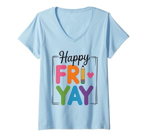 Damen Friyay Teacher – Friday School Cute Fri Yay Bleistift-Design T-Shirt mit V-Ausschnitt Damen Friyay Teacher – Friday School Cute Fri Yay Bleistift-Design T-Shirt mit V-Ausschnitt von FriYay Teacher Shirts & Gifts HHWCo.