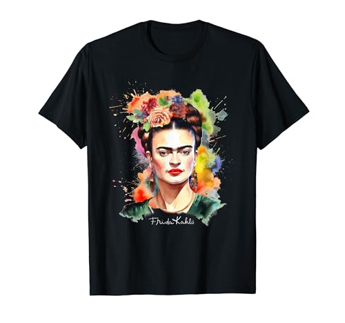 Frida Kahlo - Damen T-Shirt Schwarz V-Ausschnitt Kurzarm Small EU 16.5 von Frida Kahlo