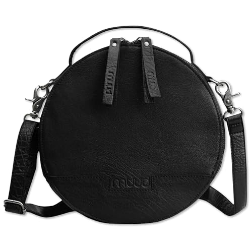 Frida's Wollhaus muud Bella handgefertigte Crossbody-Tasche Projekttasche Stricken Leder 2 Farben (Schwarz) von Frida's Wollhaus