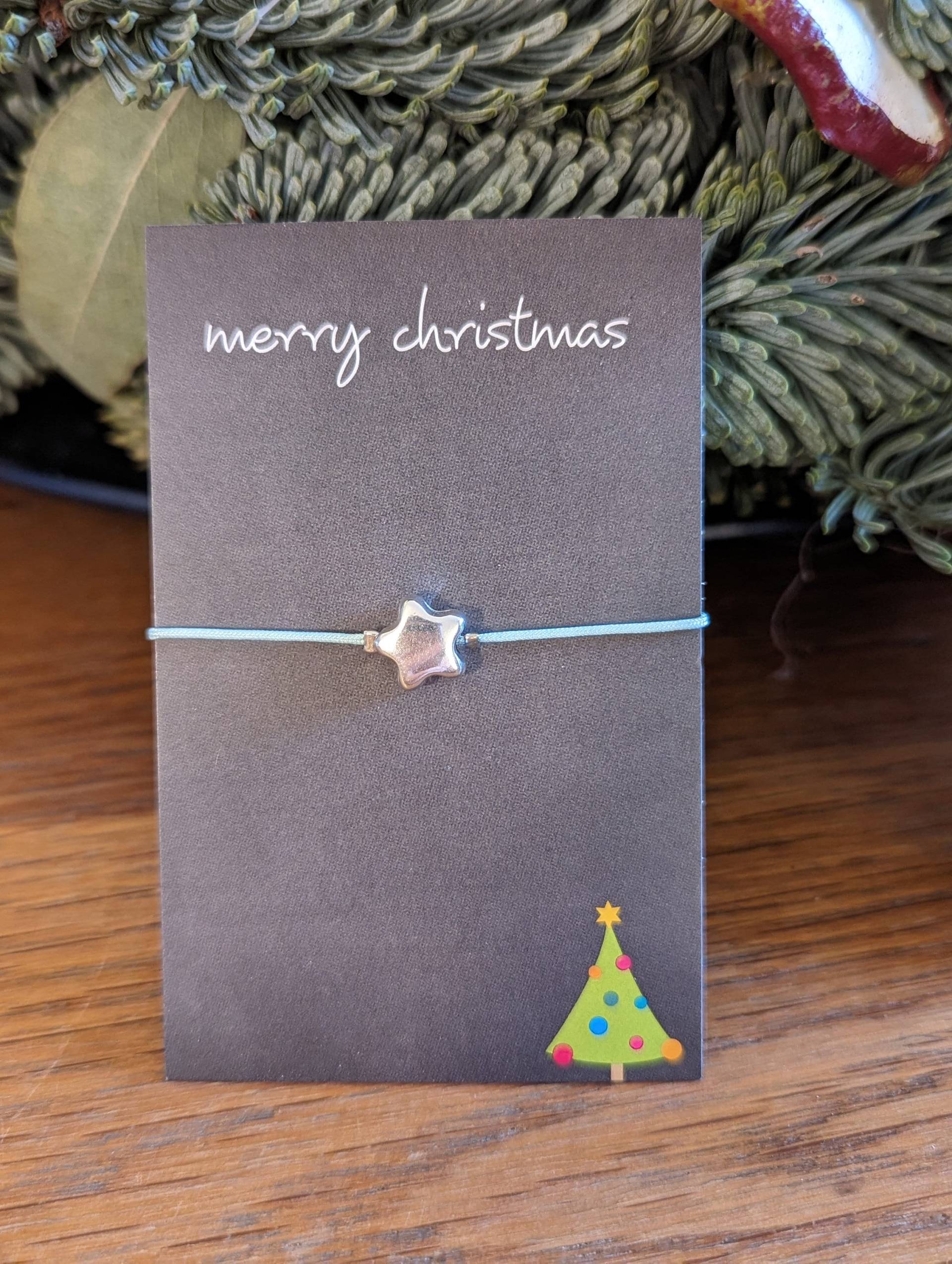 Zartes Armband Mit Stern, Geschenk Weihnachten Mitbringsel Weihnachten, Karte Merry Christmas, Farbwahl von FridasStern