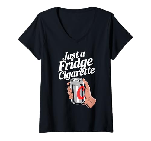 Damen Just A Fridge Zigarettenhemd T-Shirt mit V-Ausschnitt Damen Just A Fridge Zigarettenhemd T-Shirt mit V-Ausschnitt von Fridge Cigarette Vibes
