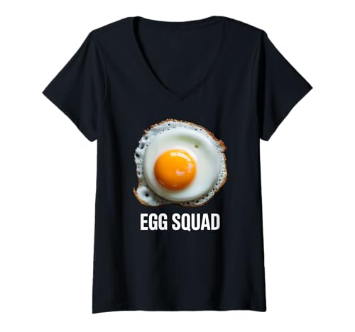 Damen Egg Squad Foodie Frühstücksclub T-Shirt mit V-Ausschnitt von Fried Egg Morning Meal Breakfast Pun