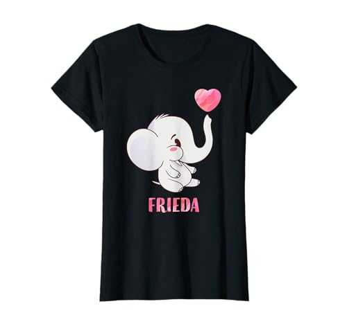 Frieda Vorname Mädchen Personalisiertes Baby Elefanten T-Shirt Frieda Vorname Mädchen Personalisiertes Baby Elefanten T-Shirt von Frieda Namen Shirts für Kinder