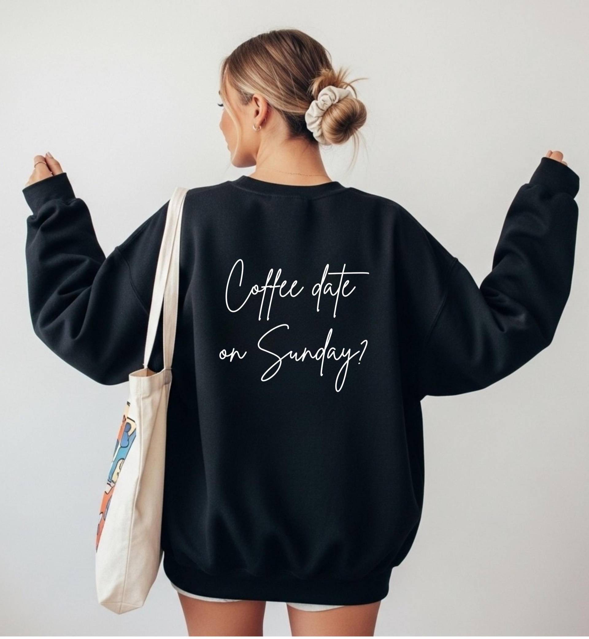 Coffee Date On Sunday Sweatshirt, Süßer Statement Pullover, Studenten Leben Sweater, Lustiger Erwachsenen Hoodie, Kaffeeliebhaber Pulli von FriedelinasShop
