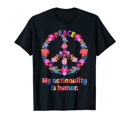 Peace Frieden Spruch mit Blumen Friedenssymbol Damen Herren T-Shirt von Frieden Peace Menschen CREATIVE HEAD DESIGNS