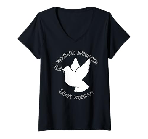 Damen Frieden Schaffen ohne Waffen Friedenstaube Friedenszeichen T-Shirt mit V-Ausschnitt Damen Frieden Schaffen ohne Waffen Friedenstaube Friedenszeichen T-Shirt mit V-Ausschnitt von Frieden-Schaffen-Ohne-Waffen-Friedenstaube-Outfits