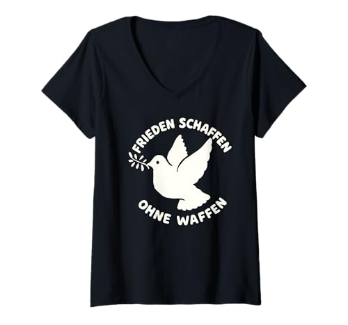 Damen Frieden Schaffen ohne Waffen Friedenstaube Friedenszeichen T-Shirt mit V-Ausschnitt Damen Frieden Schaffen ohne Waffen Friedenstaube Friedenszeichen T-Shirt mit V-Ausschnitt von Frieden-Schaffen-Ohne-Waffen-Friedenstaube-Outfits