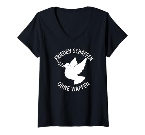Damen Friedenstaube Frieden Schaffen ohne Waffen Friedenszeichen T-Shirt mit V-Ausschnitt Damen Friedenstaube Frieden Schaffen ohne Waffen Friedenszeichen T-Shirt mit V-Ausschnitt von Frieden-Schaffen-Ohne-Waffen-Friedenstaube-Outfits