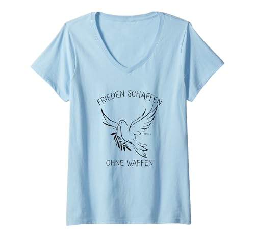 Damen Friedenszeichen Frieden Schaffen ohne Waffen Taube Frieden T-Shirt mit V-Ausschnitt Damen Friedenszeichen Frieden Schaffen ohne Waffen Taube Frieden T-Shirt mit V-Ausschnitt von Frieden-Schaffen-ohne-Waffen-Friedenszeichen-Mi4