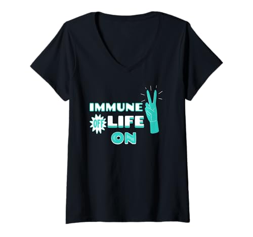 Damen Immunsystem Aus Leben An Friedlicher Spruch T-Shirt mit V-Ausschnitt Damen Immunsystem Aus Leben An Friedlicher Spruch T-Shirt mit V-Ausschnitt von Frieden Zeichen Lebensstil Balance Thema
