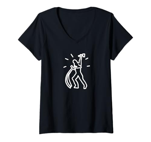 Damen Friedenszeichen Friedenssymbol Schwerter zu Pflugscharen T-Shirt mit V-Ausschnitt Damen Friedenszeichen Friedenssymbol Schwerter zu Pflugscharen T-Shirt mit V-Ausschnitt von Frieden-schaffen-ohne-Waffen-Schwerter-Pflugschare