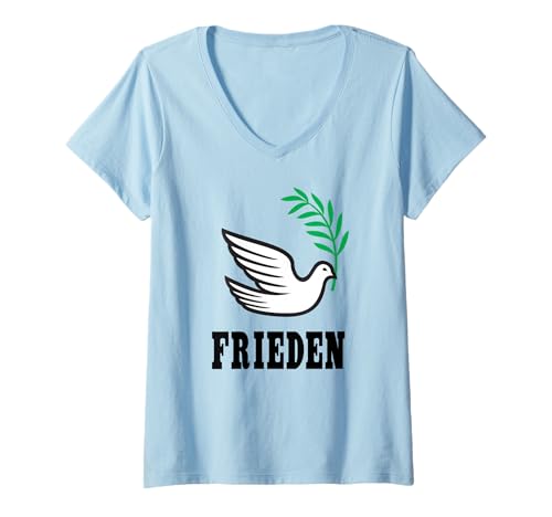 Damen Frieden, Friedenstaube, Friedensbewegung, Frieden T-Shirt mit V-Ausschnitt Damen Frieden, Friedenstaube, Friedensbewegung, Frieden T-Shirt mit V-Ausschnitt von Friedensbewegung
