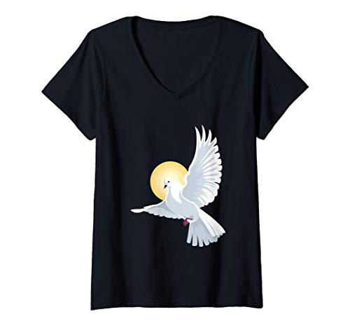 Damen Friedenstaube Geschenk Illustration Hoffnung Frieden T-Shirt mit V-Ausschnitt Damen Friedenstaube Geschenk Illustration Hoffnung Frieden T-Shirt mit V-Ausschnitt von Friedenstaube Hoffnung Geschenke Shop