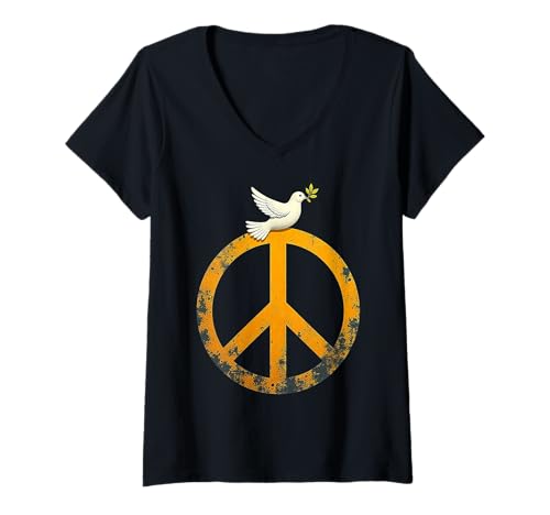 Damen Friedenstaube Frieden Taube Tauben Pazifismus Geschenkidee T-Shirt mit V-Ausschnitt Damen Friedenstaube Frieden Taube Tauben Pazifismus Geschenkidee T-Shirt mit V-Ausschnitt von Friedenstaube Taube Tauben Geschenk