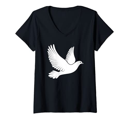 Damen Friedenstaube Taube weiß Silhouette Symbol Weltfreden Spaß T-Shirt mit V-Ausschnitt Damen Friedenstaube Taube weiß Silhouette Symbol Weltfreden Spaß T-Shirt mit V-Ausschnitt von Friedenstaube Taube weiß Silhouette Symbol Frieden
