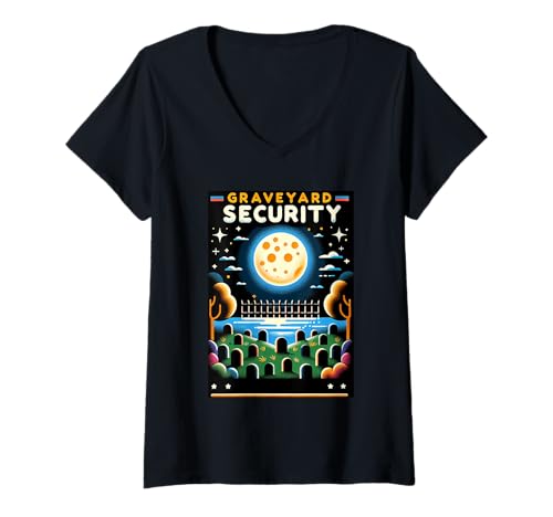 Damen Graveyard Security Overnight Worker Work | - T-Shirt mit V-Ausschnitt Damen Graveyard Security Overnight Worker Work | - T-Shirt mit V-Ausschnitt von Friedhofsarbeiterin