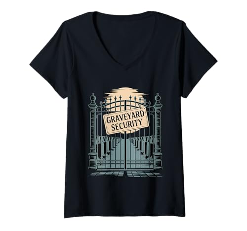 Damen Graveyard Security Übernachtung Arbeiterarbeit ||- T-Shirt mit V-Ausschnitt Damen Graveyard Security Übernachtung Arbeiterarbeit ||- T-Shirt mit V-Ausschnitt von Friedhofsarbeiterin