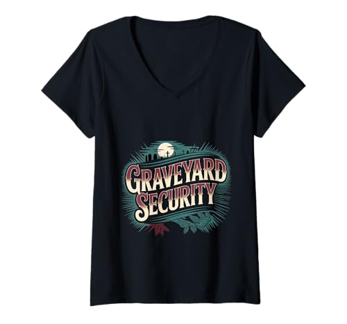 Damen Graveyard Security Übernachtung Arbeiterarbeit - T-Shirt mit V-Ausschnitt Damen Graveyard Security Übernachtung Arbeiterarbeit - T-Shirt mit V-Ausschnitt von Friedhofsarbeiterin