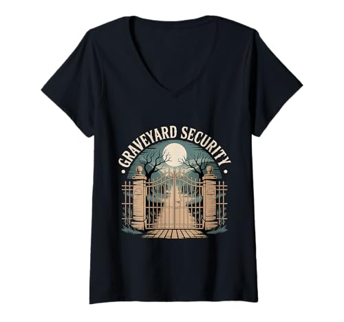 Damen Graveyard Security Übernachtung Arbeiterarbeit |- T-Shirt mit V-Ausschnitt Damen Graveyard Security Übernachtung Arbeiterarbeit |- T-Shirt mit V-Ausschnitt von Friedhofsarbeiterin