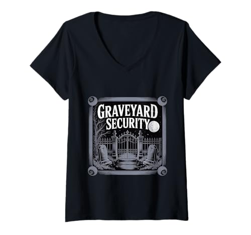 Damen Graveyard Security Übernachtung Arbeiterarbeit |||- T-Shirt mit V-Ausschnitt Damen Graveyard Security Übernachtung Arbeiterarbeit |||- T-Shirt mit V-Ausschnitt von Friedhofsarbeiterin