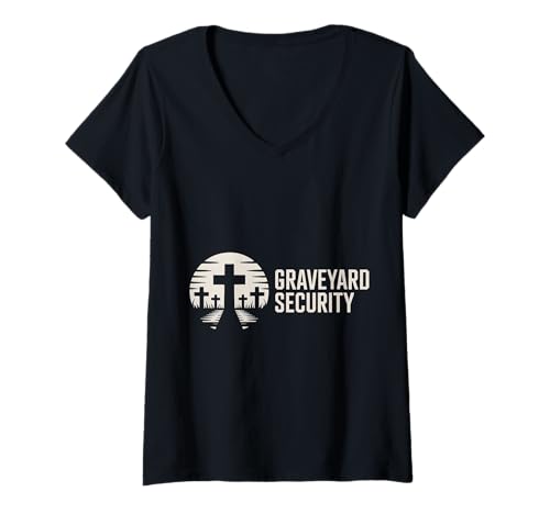 Damen Graveyard Security Übernachtung Arbeiterarbeit - T-Shirt mit V-Ausschnitt Damen Graveyard Security Übernachtung Arbeiterarbeit - T-Shirt mit V-Ausschnitt von Friedhofsarbeiterin