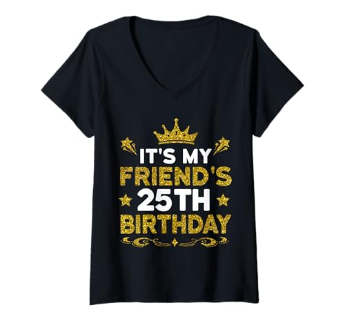 Damen Es ist der 25. Geburtstag meines Freundes. Herzlichen Glückwunsch zum Geburtstag, 25 Jahre alt T-Shirt mit V-Ausschnitt Damen Es ist der 25. Geburtstag meines Freundes. Herzlichen Glückwunsch zum Geburtstag, 25 Jahre alt T-Shirt mit V-Ausschnitt von Friend 25th Birthday Gift From Friend 2025