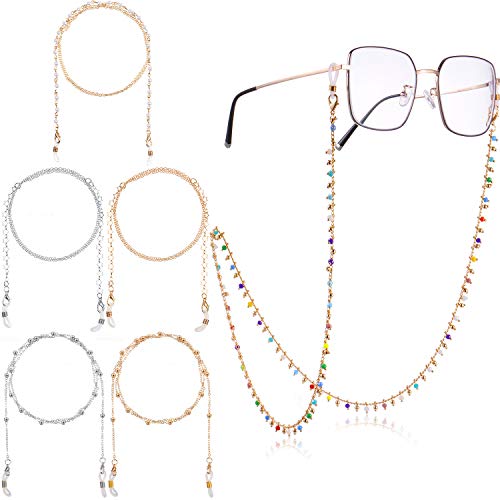 6 Stück Perlen Brillen Ketten Brillen Riemen Halter Gesichtsbedeckung Lanyard Perlen Brillenhalter Sonnenbrillen Riemen Lesebrille Schnüre Lanyards für Frauen von Frienda