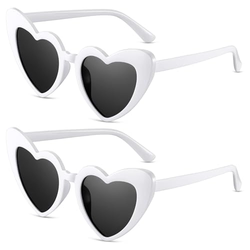 Frienda Sonnenbrille Retro Brille Kostüm Herren Damen Brille (Herz, Weiß) von Frienda