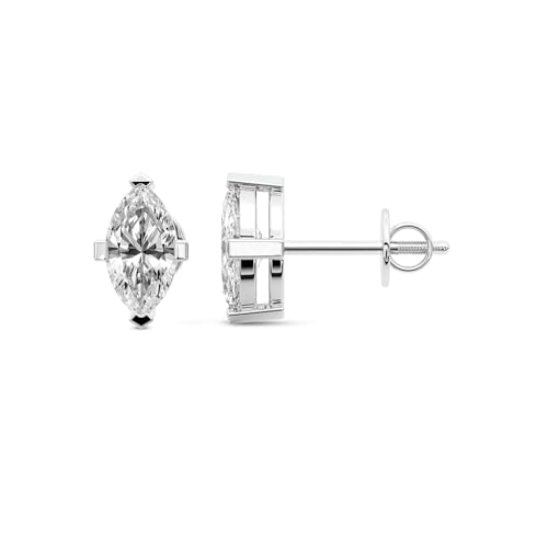 Diamant-Ohrstecker für Damen | 10 Karat IGI-Zertifiziert Marquise Form Vier-Krappen-Diamant-Ohrstecker | F-G Color, VS1-VS2 Clarity | Platin | Freundliche Diamanten von Friendly Diamonds