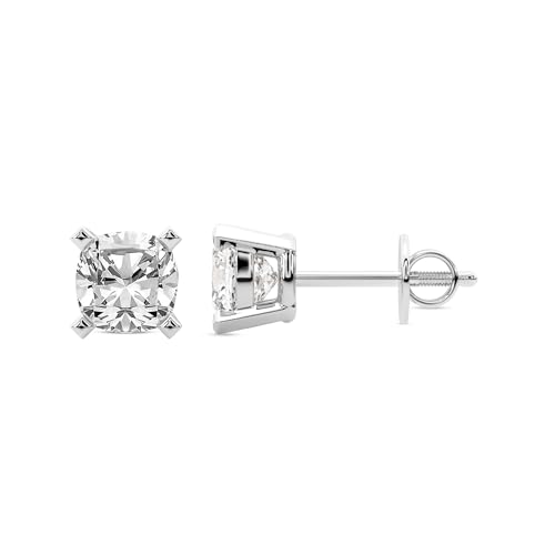 Diamant-Ohrstecker für Damen | 12 Karat IGI-Zertifiziert Kissen Form Vier-Krappen-Diamant-Ohrstecker | F-G Color, VS1-VS2 Clarity | 14K Weißgold | Freundliche Diamanten von Friendly Diamonds