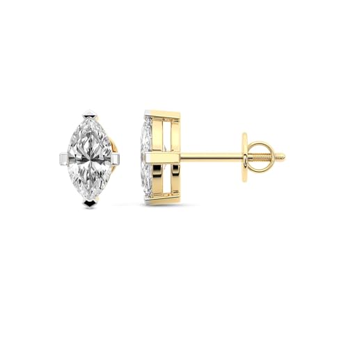 Diamant-Ohrstecker für Damen | 3 Karat IGI-Zertifiziert Marquise Form Vier-Krappen-Diamant-Ohrstecker | F-G Color, VS1-VS2 Clarity | 14K Gelbgold | Freundliche Diamanten von Friendly Diamonds