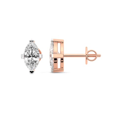 Diamant-Ohrstecker für Damen | 8 Karat IGI-Zertifiziert Marquise Form Vier-Krappen-Diamant-Ohrstecker | F-G Color, VS1-VS2 Clarity | 14K Roségold | Freundliche Diamanten von Friendly Diamonds