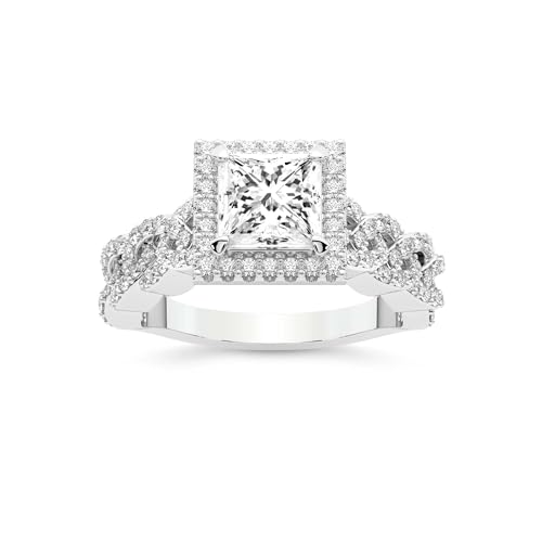 Im Labor Gezüchtet Verlobungsring für Frauen 3 Karat IGI-Zertifiziert Prinzessin Form | 14K oder 18K Weiß-, Gelb- oder Roségold Imperiella Halo Celtic Knot Diamant-Ring | FG-VS1-VS2 Quality von Friendly Diamonds