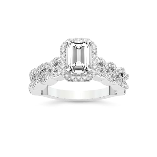 Im Labor Gezüchtet Verlobungsring für Frauen 3 Karat IGI-Zertifiziert Smaragd Form | 14K oder 18K Weiß-, Gelb- oder Roségold Imperiella Halo Celtic Knot Diamant-Ring | FG-VS1-VS2 Quality von Friendly Diamonds