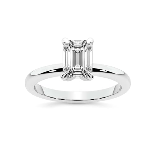 Im Labor Gezüchteter Diamant-Verlobungsring 5 Karat IGI-Zertifiziert Smaragd Form | In 14K von 18K in Weiß, Gelb oder Roségold Matilda Leaf Petal Solitaire Diamant Ring | FG-VS1-VS2 Qualität von Friendly Diamonds