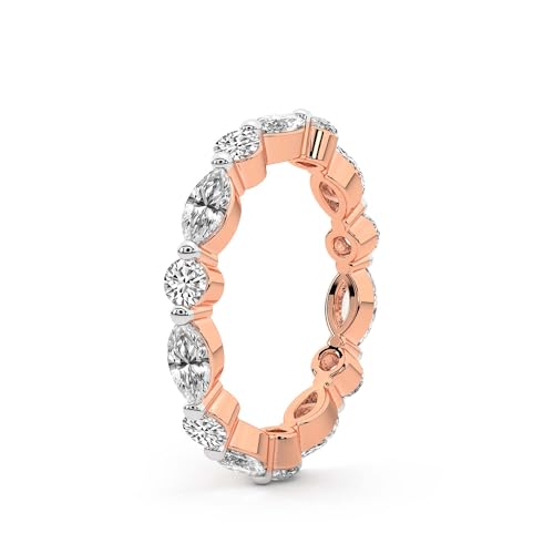 Marquise & Runden Form Im Labor Gezüchteter Diamant Kenzie Ewigkeitsring Für Frauen | 2 Karat IGI-Zertifiziert 14K Roségold | FG-VS Qualität Freundliche Diamanten Größe des Ewigkeitsrings 9.5 von Friendly Diamonds