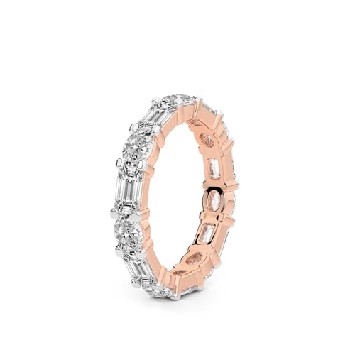 Oval & Smaragd Form Im Labor Gezüchteter Diamant Mckenna Ewigkeitsring Für Frauen | 3 Karat IGI-Zertifiziert 14K Roségold | FG-VS Qualität Freundliche Diamanten Größe des Ewigkeitsrings 5.5 von Friendly Diamonds