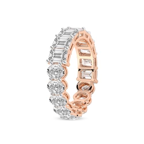 Smaragd & Oval Form Im Labor Gezüchteter Diamant Jayla Ewigkeitsring Für Frauen | 3 Karat IGI-Zertifiziert 14K Roségold | FG-VS Qualität Freundliche Diamanten Größe des Ewigkeitsrings 7 von Friendly Diamonds