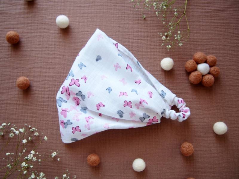 Mädchen Kopftuch Weiß Mit Schmetterlingen. Säuglingssonnenschutz. Kinder Haarband. Kopfbedeckung Für Kinder. Baby Sommer Stirnband von FriendlyBaby