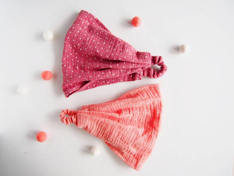 Set Von 2. Sommer Kopftuch Für Mädchen. Kleinkind Und Kinder Musselin Strand. Kühlendes Haar Wrap. Baumwoll Bandana Mit Gummiband. Rosa, Bordo von FriendlyBaby