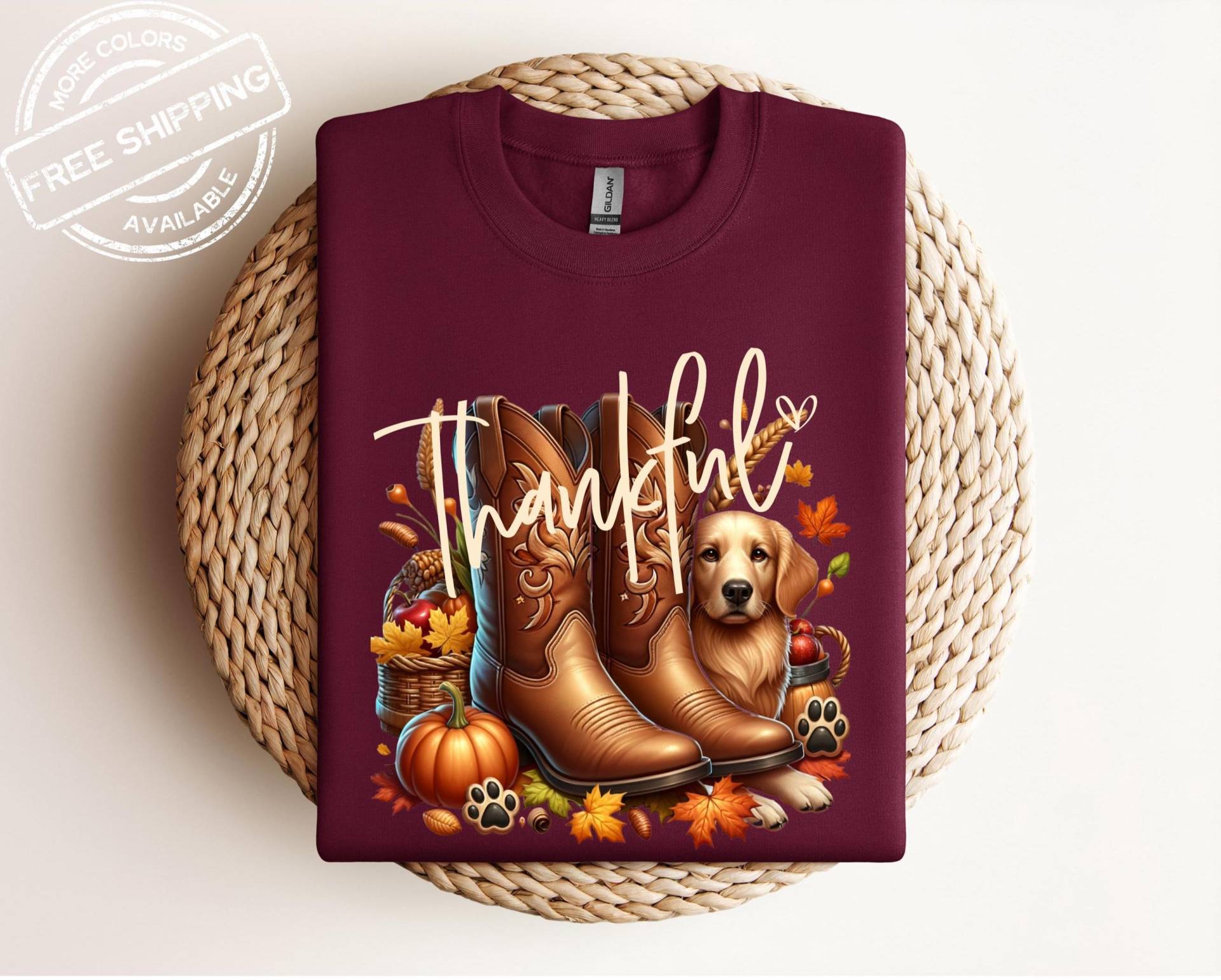 Dankbares Sweatshirt, Thanksgiving-Sweatshirt, Cowboy-stiefel-Sweatshirt, Landmädchen-Sweatshirt, Frauen-Geschenk Für Thanksgiving, Hund Mama Dankbares Sweatshirt, Thanksgiving-Sweatshirt, Cowboy-stiefel-Sweatshirt, Landmädchen-Sweatshirt, Frauen-Geschenk Für Thanksgiving, Hund Mama von FriendlyPawsDesigns