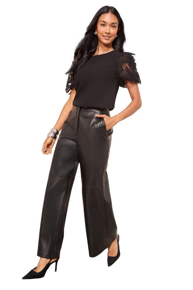 Friends Like These Kurzarmbluse Friends Like These Top mit Puffärmeln Rosendetail (1-tlg) von Friends Like These