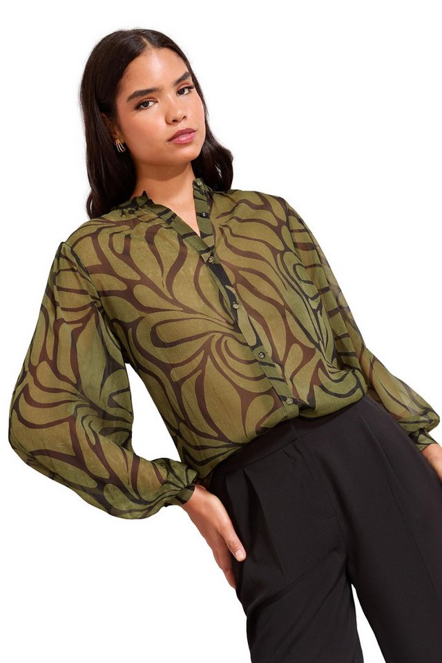 Friends Like These Langarmbluse Friends Like These kragenlose Chiffonbluse (1-tlg) von Friends Like These